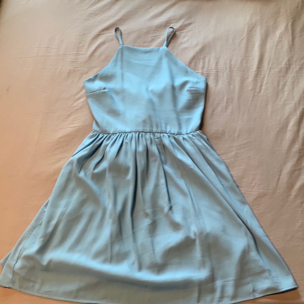 SOLD - Light Blue Lace-Up Dress - M